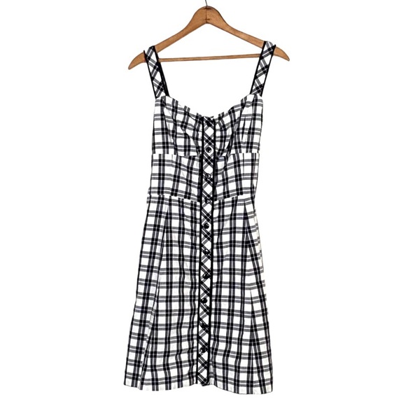 Donna B Taylor Sleeveless Gingham Button Front Dress Black & White Plaid Mini 12 - Picture 9 of 16